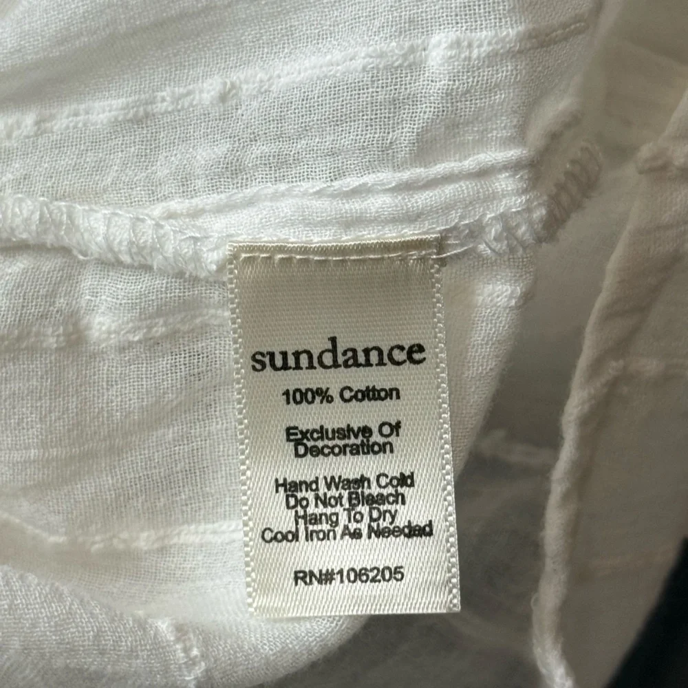 Sundance White Eyelet Lace XL Boho Victorian Cottagecore Cotton Button Front Top - Picture 11 of 14